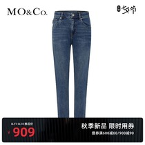 MOCO 2021 autumn new product casual micro-made old hems simple slim-fit jeans Mo Anke