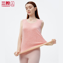 Three-gun thickened wool silk suede anti-cold and no-mark warm vest plus suede round collar woman sleeveless warm round collar blouse