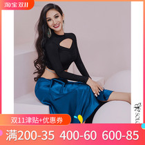 Gorgeous solo show autumn and winter New belly dance stand neck sexy jacket temperament strap big swing skirt beginner set women
