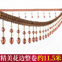 8 5 cm curtain lace Crystal beads Lace Tassel pendant Encrypted small water drop lace decorative edge 12 meters