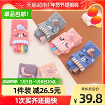 Childrens gloves winter Boys and Girls cute kid warm half finger fingers pupils zhong da tong shutting write male