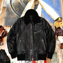 Million yuan luxury wool collar padded cotton flying leather jacket G1 male Turkey natural drop grain cowhide warm