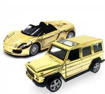 Golden sports car Big Ben big G alloy car Mercedes Benz car cake decoration toy off-road car birthday cake