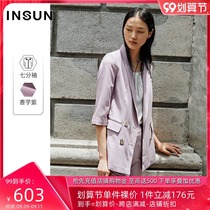 Enshang Coe 2021 summer New loose comfortable imitation hemp drop feeling seven-point sleeve simple suit jacket women