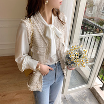 Small fragrant wind vest coat spring and autumn 2021 new tweed vest outside the summer womens thin top