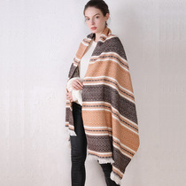 New autumn and winter imitation cashmere warm shawl collar geometric plaid jacquard scarf