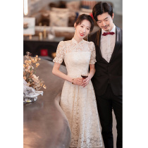 Lace Engagement Gown 2022 The new Chinese bridesmaids can normally wear a collar-proof qipao temperament Summer Lioness dress