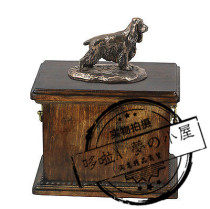 Urn casket solid wood coffin British Cocker dog pet dog ashes urn dog statue solid wood B