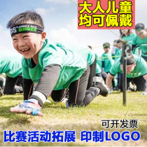 Team building students cotton hair band kindergarten games childrens headscarf adult headband custom pattern LOGO printing