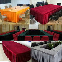 Customized business office meeting thickened velvet tablecloth table cover activity sign-in flannel table set buffet table apron