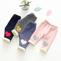 Girl Beats Bottom Pants Plus Suede Thickened Autumn Winter Outwear Korean Version Loose Baby Pants Casual Open Stall Baby Pants Big PP