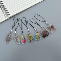 happy banana cat mobile phone chain student gift popo pouting cat expression pack funny pendant lanyard small pendant