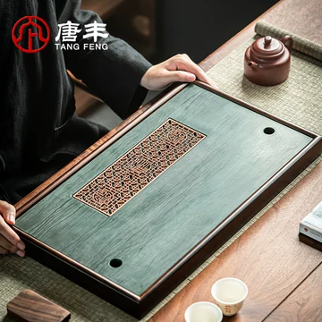 茶盤 大理石 高級茶盤 あまい 中国茶器 未使用 翡翠色