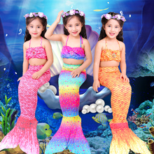 美人鱼衣服儿童鱼尾巴女孩公主裙游泳衣 儿童美人鱼彩色泳衣套装