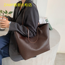French ZAMP womens bag 2021 new leather bag commuter tote bag woven large capacity shoulder Hand bag