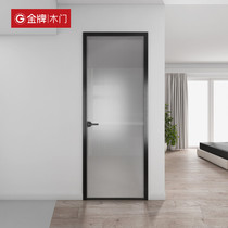 Gold Kitchen Cabinet Wooden Door Minimalist Room Inner Door Bedroom Door Toilet Door Glass Aluminum golden Gate YS Jian Mei -1 #