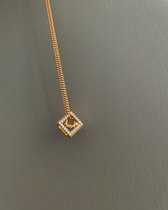 ZEUMES Sugar CUBE Brass Electric 18K THICK Real gold High quality Necklace