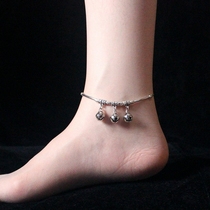 Ethnic wind red rope Bell anklet safe womens retro Tibetan Miao Silver Bell anklets will ring Korean Chinese style
