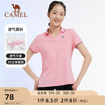 Camel sports polo shirt women 2021 summer comfortable short sleeve lapel T-shirt casual breathable running loose top