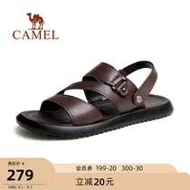 Camel outdoor shoes mens 2021 summer new cowhide slippers two wear non-slip soft leather casual business sandals