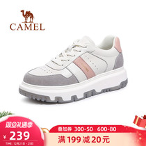 Camel outdoor shoes ladies 2022 spring new wild thick soled sneakers color lace-up white casual board shoes