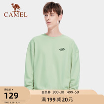  Camel mens round neck sweater Long-sleeved spring and autumn casual sports t-shirt thin loose top solid color bottoming shirt