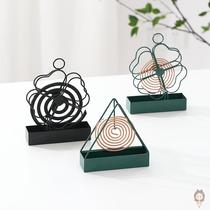 Wrought iron mosquito coil rack creative household hanging incense stove mosquito coil gray tray Japanese mosquito coil box