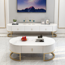 Modern simple rock board tea table TV cabinet combination Nordic light luxury net red living room household set Hong Kong wind cabinet