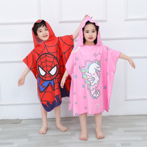 Absorbent portable bath towel Towel cartoon cap Swimming beach quick baby childrens bathrobe boy with cape seaside dry