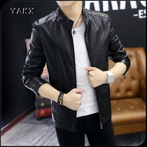 YAKX new coat men Korean trend motorcycle leather jacket autumn slim fit casual spring and autumn mens leather tide