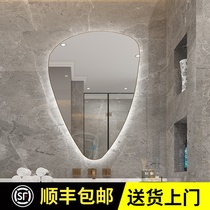 Smart creative light luxury water drop shaped bathroom mirror toilet irregular mirror frameless touch screen with lamp Wall Wall
