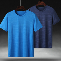 Summer outdoor quick-drying T-shirt mens round neck stretch Ice Silk breathable short sleeve fat size loose quick drying half sleeve
