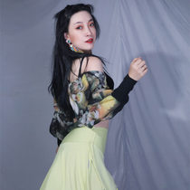 cherrydancer Ji Xiaobai original belly dance silk chiffon shawl backless strap practice suit 2021 New