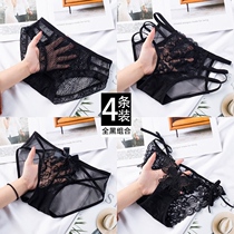2 4 dress sexy underwear women no trace lace transparent mesh low waist underwear women hollow breifs cotton crotch