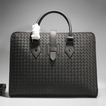 New mens Hand bag business leather woven shoulder bag mens bag crossbody briefcase large capacity leather bag men