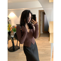 Fantassykins Chen Yan Paper Peoples Liver Cross High Bomb Fine Pit Bar V Collar Ice Silk Knit Blouse
