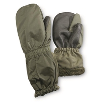 New French military version winter warm waterproof leather fluff OD color gloves nylon shell trigger gloves