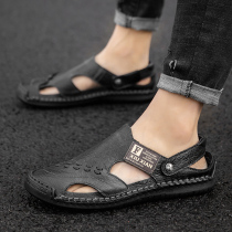 Sandshoes Men 2022 Spring Summer New trends Trendy Genuine Leather Breathable Dongle Shoes Big Code Casual Slippers Non-slip Beach Shoes