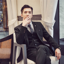 Suit mens suit Casual business formal professional suit Handsome fashion large size groom wedding dress three-piece set