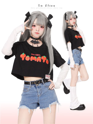 taobao agent [To Alice] The original tomato of the bear is 100 % cute hot girl printed short T -shirt