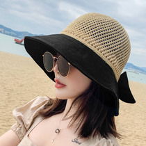 Cap lady sunscreen sunscreen 100 hitch summer sun hat seaside beach cap woven straw hat cool hat lady