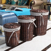  Rattan woven willow woven straw woven clothes storage basket Basket Storage basket storage bucket box dirty clothes basket dirty clothes basket ins wind