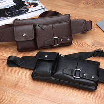 Korean leather texture mens running bag fashion tide multifunctional chest bag Leisure Sports small backpack shoulder shoulder bag