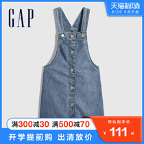  Gap girls cotton button strap denim skirt 676737 2021 summer new childrens clothing straight strap skirt