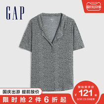 Gap Womens modal loose short-sleeved home wear 709290 2021 autumn new womens breathable pajamas