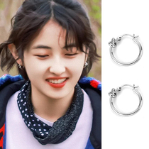 s925 sterling silver Zhang Zifeng plain ring earrings niche cold wind earrings female summer 2021 trendy student earrings