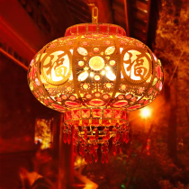 Fu character lantern balcony Chinese outdoor indoor New Year lighting rotating walking lantern glowing colorful flower chandelier