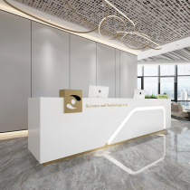 The companys simple modern front desk reception desk shop commercial counter table hotel beauty salon high-end light luxury welcome desk