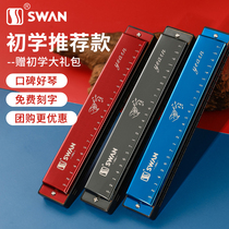 Swan harmonica 24 holes C tune children beginner students male polyphonic female 28 holes professional performance level introduction