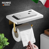 Marble bathroom paper towel rack Wall-mounted punch-free toilet storage mobile phone roll paper bathroom Nordic gold